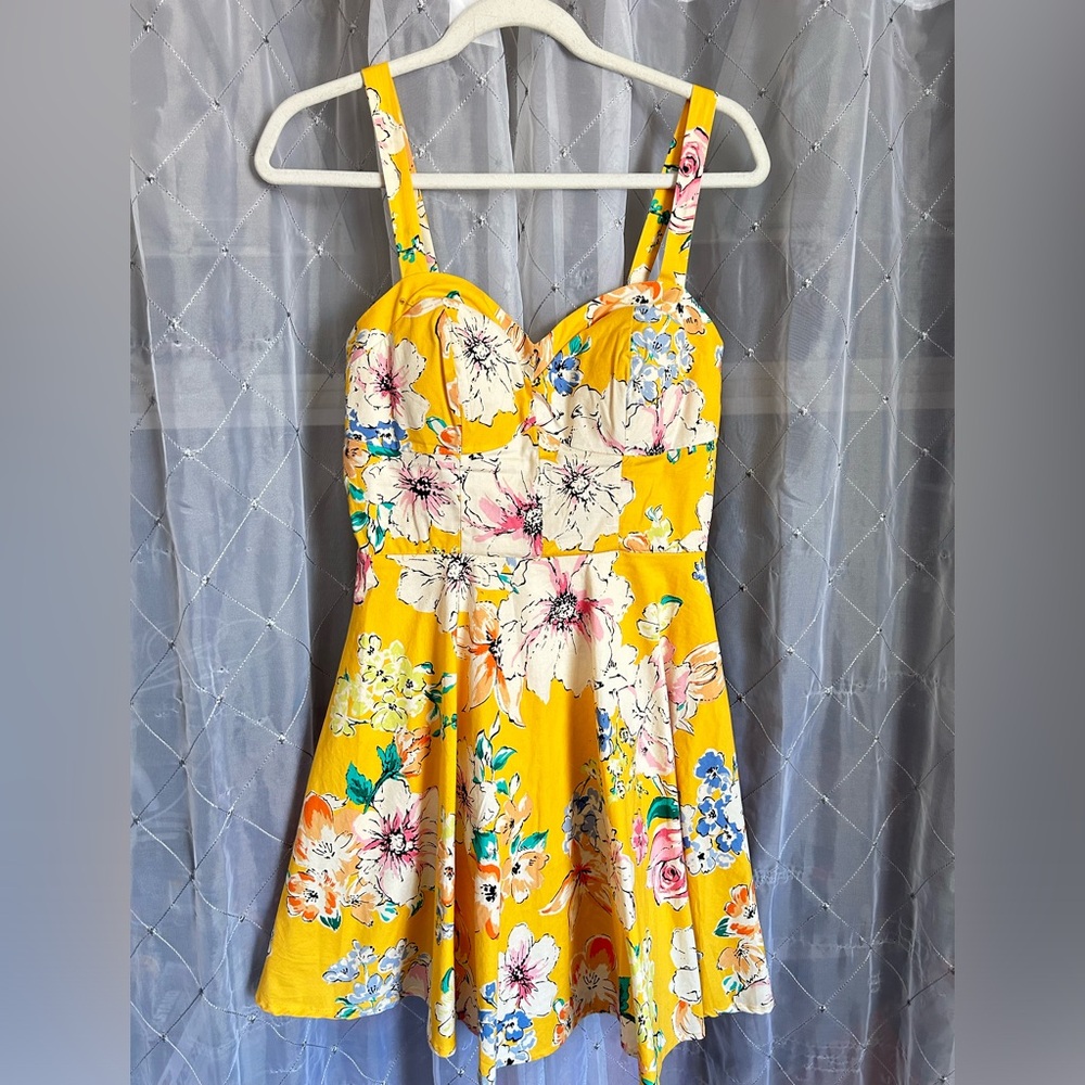 Yellow Floral Mini Dress